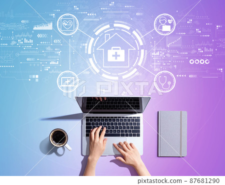 Telehealth theme with person using a laptop 87681290