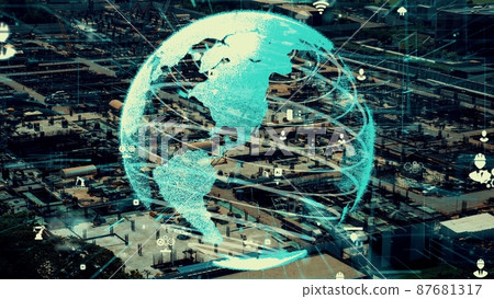 Construction technology concept with alteration graphic over construction site 87681317
