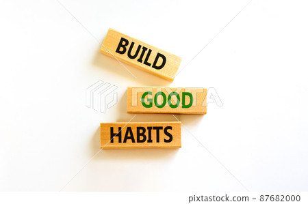 Build good habits symbol. Concept words Build good habits on wooden blocks on beautiful white table, white background, copy space. Business, psychological and build good habits concept. Build good habits symbol. Concept words Build good habits on wooden blocks on beautiful white table, white background, copy space. Business, psychological and build good habits concept. 87682000