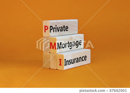 PMI private mortgage insurance symbol. Concept words PMI private mortgage insurance on blocks on a orange table, orange background. Business PMI private mortgage insurance concept. Copy space. PMI private mortgage insurance symbol. Concept words PMI private mortgage insurance on blocks on a orange table, orange background. Business PMI private mortgage insurance concept. Copy space. 87682001