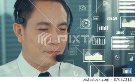 Customer support call center provide data with envisional graphic 87682318