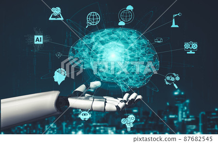 Future artificial intelligence and machine learning for AI droid robot or cyborg Future artificial intelligence and machine learning for AI droid robot or cyborg 87682545