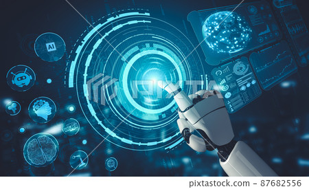 Future artificial intelligence and machine learning for AI droid robot or cyborg Future artificial intelligence and machine learning for AI droid robot or cyborg 87682556