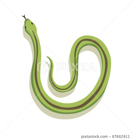 Venomous snake. Danger color animal. Poisonous reptile crawl. Decorative character, wildlife nature animal Venomous snake. Danger color animal. Poisonous reptile crawl. Decorative character, wildlife nature animal 87682911