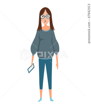 Cyberbullying concept insulting messages. Girl with smartphone. Online harassment with unfriendly mean messages. Social network violence Cyberbullying concept insulting messages. Girl with smartphone. Online harassment with unfriendly mean messages. Social network violence 87682913