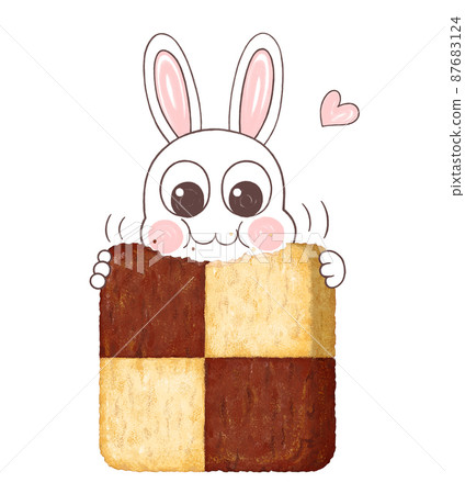 兔子吃可可和普通冰盒餅乾的插圖 87683124