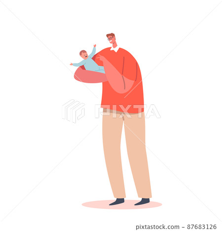 Dad Playing with Child, Family Leisure, Game. Happy Father Character Play, Fun with Daughter or Son. Parenthood Concept 87683126