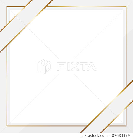 Luxury diagonal ribbon frame square white & gold 87683359