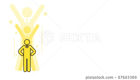 Illustration of a person who grows big, handwritten style, copy space on the right, vector 87683369