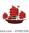 Vector cartoon illustration of China traditional ship  87683398