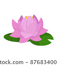 Vector cartoon illustration of a lotus flower isolated on white background 87683400