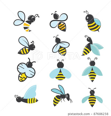 honey Bee icon set vector illustration element design honey Bee icon set vector illustration element design 87686238