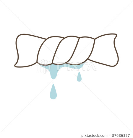 Illustration of squeezing a wet towel 87686357
