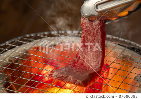 用木炭烤瘦肉 87686388