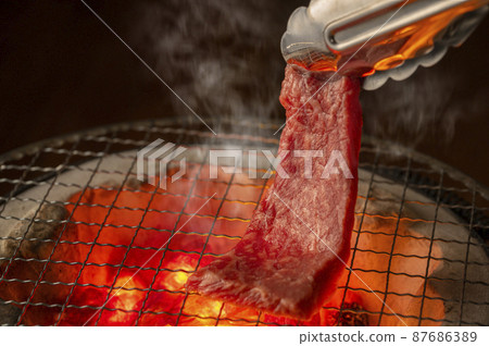 用木炭烤瘦肉 87686389