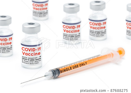 新型冠狀病毒疫苗_小瓶和注射器的圖像 新型冠狀病毒疫苗_小瓶和注射器的圖像 87688275