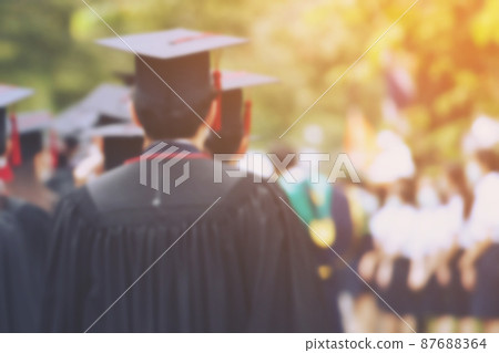 Image blur education graduates wear masks to prevent the spread of COVID-19 Image blur education graduates wear masks to prevent the spread of COVID-19 87688364