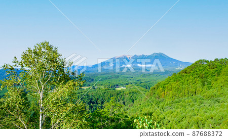 Mt. Ontake seen from Kuzo Pass (summer / morning) Mt. Ontake seen from Kuzo Pass (summer / morning) 87688372