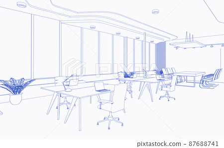 Office space or workspace blueprint design 87688741