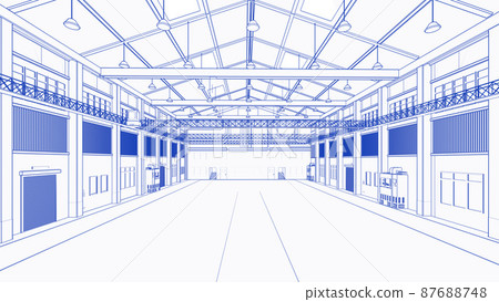 Interior empty factory blueprint or draft 87688748