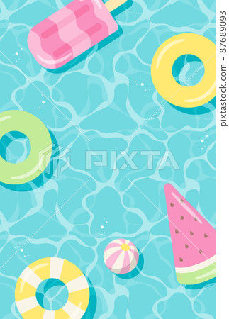 Background illustrations of various floats floating on the surface of the water 87689093