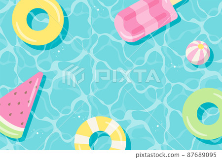 Background illustrations of various floats floating on the surface of the water 87689095