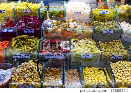 Pickled vegetables marinades at the turkish market Pickled vegetables marinades at the turkish market 87689254