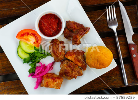 Oriental grilled pork meat shashlik Oriental grilled pork meat shashlik 87689289