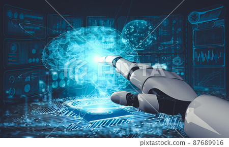 Future artificial intelligence and machine learning for AI droid robot or cyborg Future artificial intelligence and machine learning for AI droid robot or cyborg 87689916