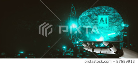 Future artificial intelligence and machine learning for AI droid robot or cyborg Future artificial intelligence and machine learning for AI droid robot or cyborg 87689918