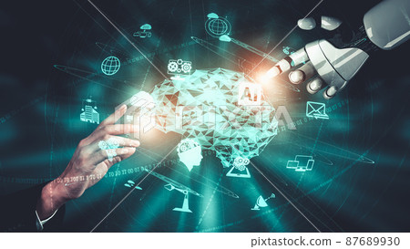 Future artificial intelligence and machine learning for AI droid robot or cyborg 87689930