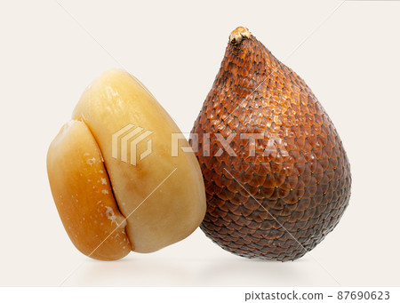 Snack skin fruit or Salak fruit isolated on white background 87690623