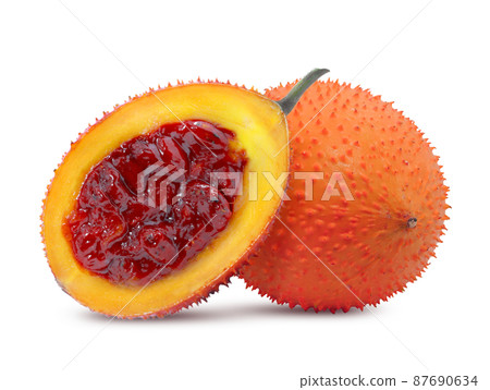 Gac fruit or Baby Jackfruit isolated on white background 87690634
