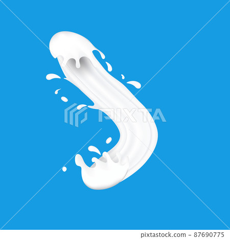 White milk splash on blue background 87690775