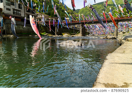 Koinobori scenery fluttering in the spring breeze "Tsuetate Onsen Koinobori Festival" (Higo / Oguni) Tourist attraction 87690925