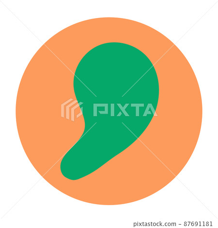 Illustration material of cute magatama, round frame, green, orange, single item 87691181