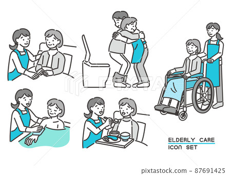 由護理經理照顧老年人的矢量插圖材料/輪椅/老年人/福利工作者 87691425
