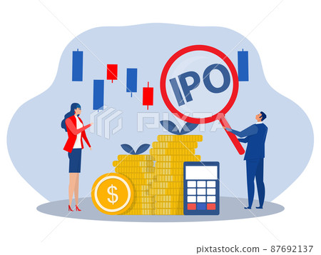 IPO, initial public offering. people Investing strategy Concept ,Flat vector illustration. IPO, initial public offering. people Investing strategy Concept ,Flat vector illustration. 87692137