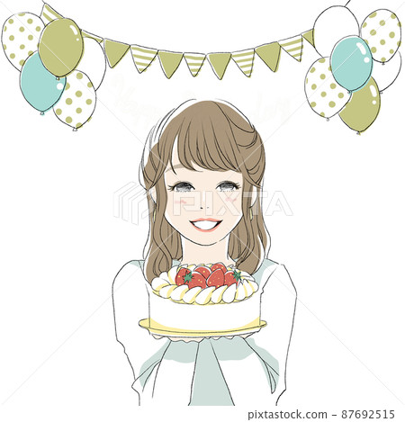 拿著蛋糕的女人（裝飾） 87692515