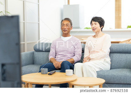Senior couple TV living 87692538