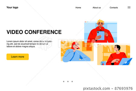 Online video conference landing page, webcam call 87693976