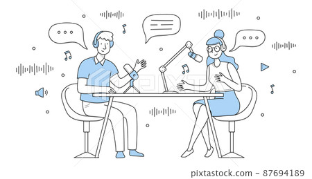 Podcast record, radio interview broadcast doodle 87694189