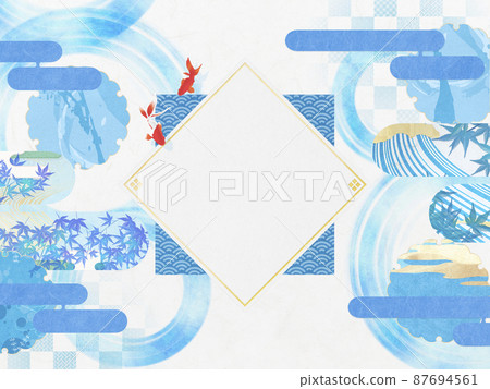 日式背景素材,夏日形象,炫酷插畫 日式背景素材,夏日形象,炫酷插畫 87694561