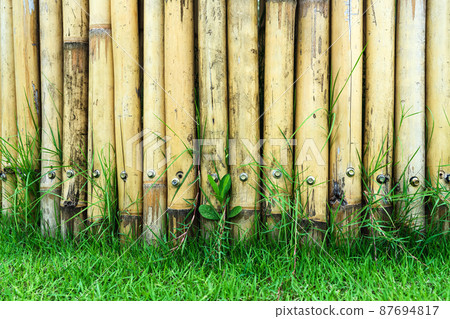 Old brown tone bamboo simple wall or Bamboo fence texture background for exterior design vintage tone. Brown bamboo stick pattern backdrop. Local area urban house protection from thief. Old brown tone bamboo simple wall or Bamboo fence texture background for exterior design vintage tone. Brown bamboo stick pattern backdrop. Local area urban house protection from thief. 87694817