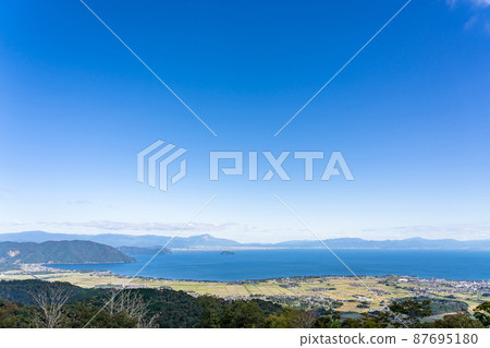 Takashima City, Shiga Prefecture Autumn Biwako Chikubu Island floating on Lake Biwa seen from the summit of Mt. Hakodate Takashima City, Shiga Prefecture Autumn Biwako Chikubu Island floating on Lake Biwa seen from the summit of Mt. Hakodate 87695180