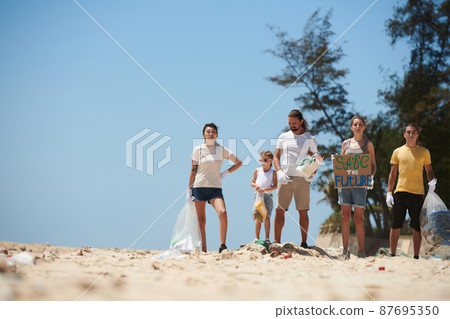 Activists Standing on Dirty Beach Activists Standing on Dirty Beach 87695350
