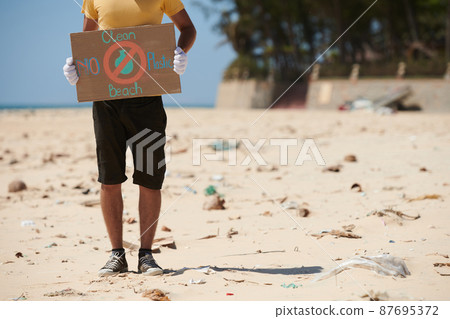 Activist Asking to Clean Beach Activist Asking to Clean Beach 87695372