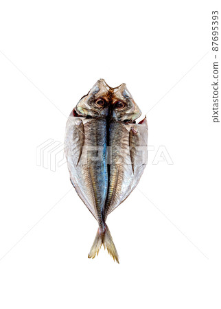 Opening of horse mackerel in the near sea, dried fish [white background] 87695393