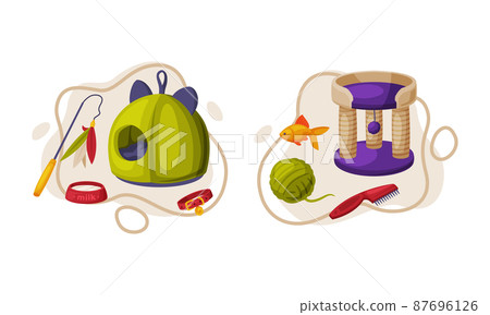 Pet animals supplies and accessories set cartoon vector illustration Pet animals supplies and accessories set cartoon vector illustration 87696126