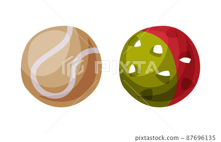Balls for pets. Supplies for domestic animals set cartoon vector illustration 87696135
